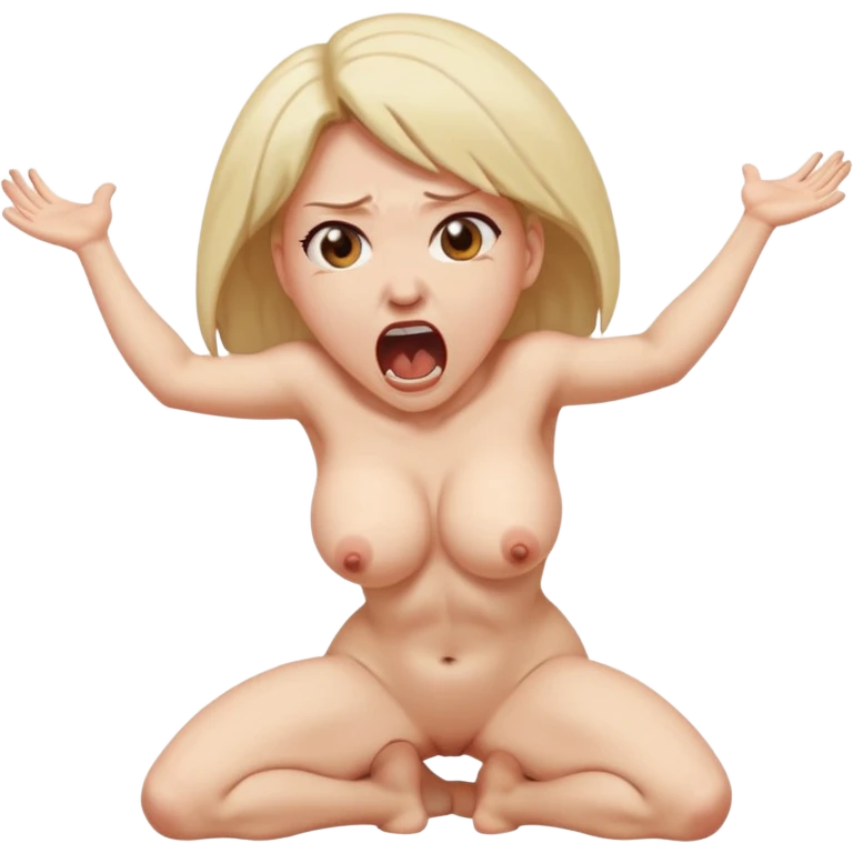 A sexy lady screaming , naked, big bud, bending forward, acted spoiled emoji