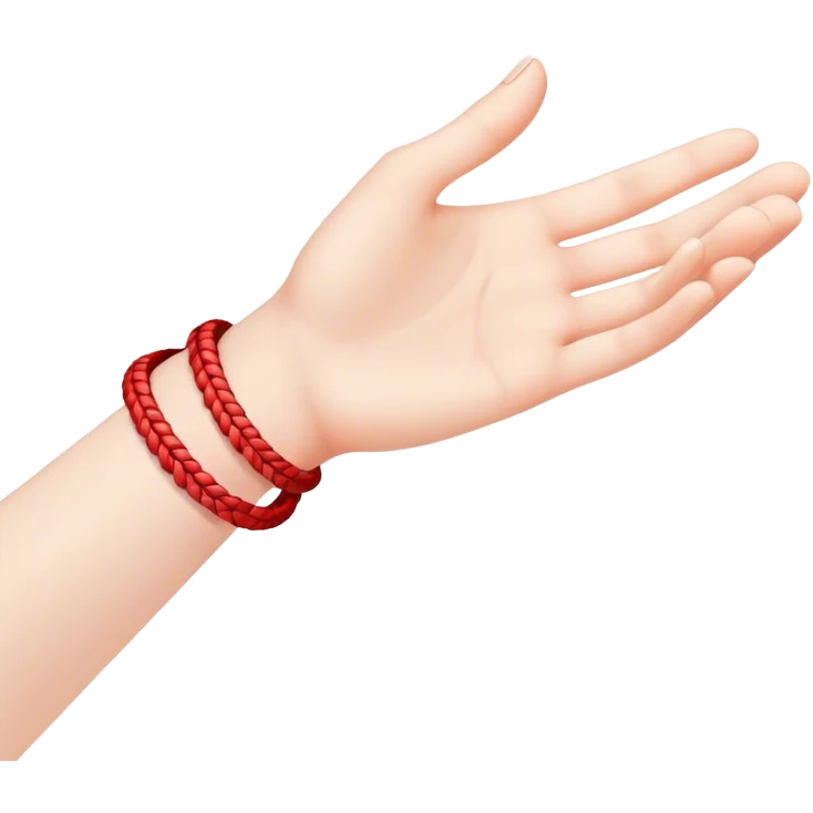 Hand with red bracelet thread  emoji