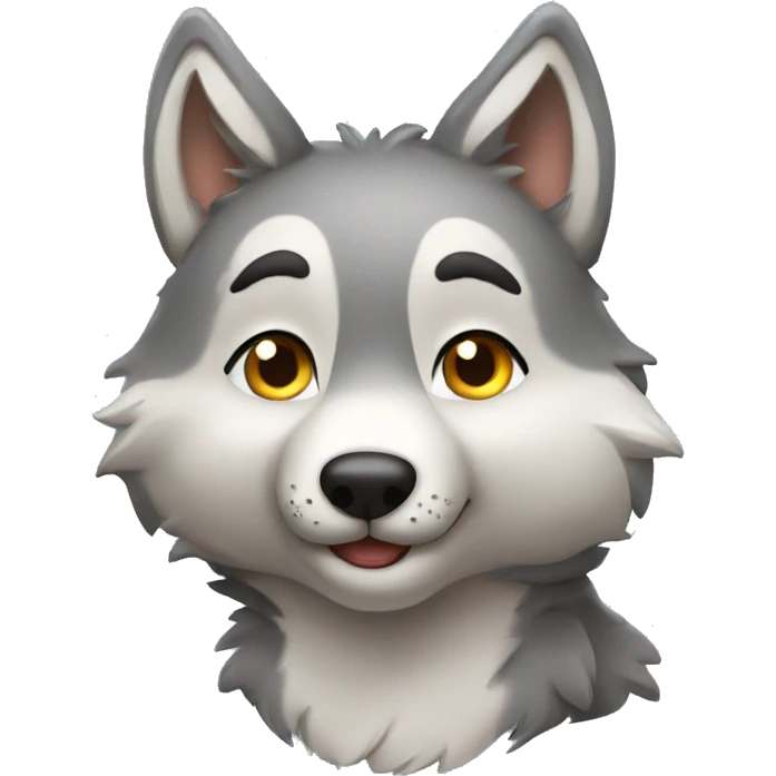 a cute gray wolf blowing a kiss emoji