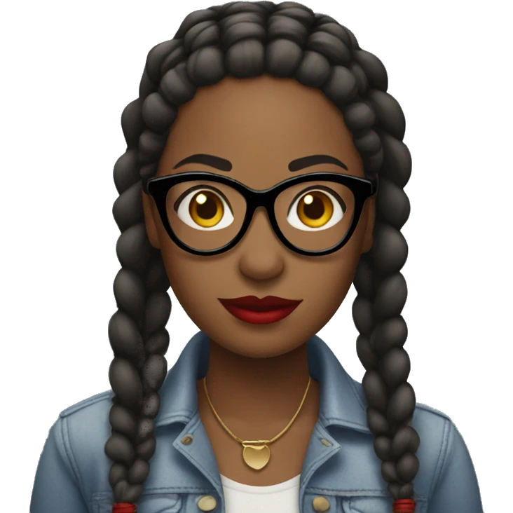 black woman with glasses and braids and red lips emoji