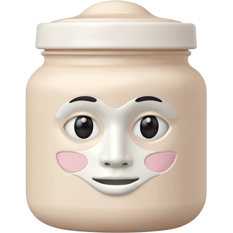 White clay face mask jar with minimal label, pastel backdrop emoji