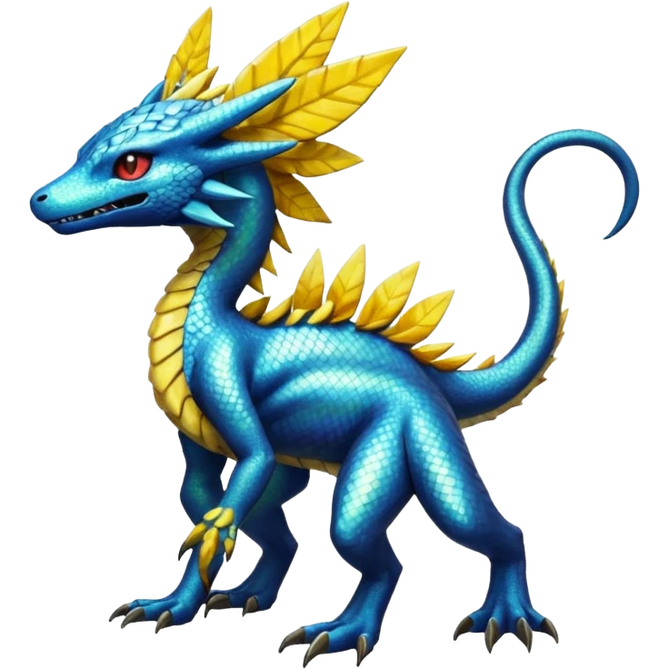 Shiny Iridescent Helioptile-Salandit-Jolteon-Fakémon-hybrid-creature (full body)  emoji