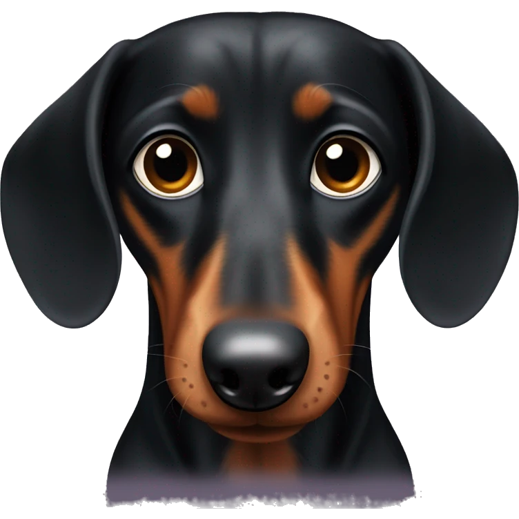 Black dachshund with a tiny bit of brown on his snoot emoji