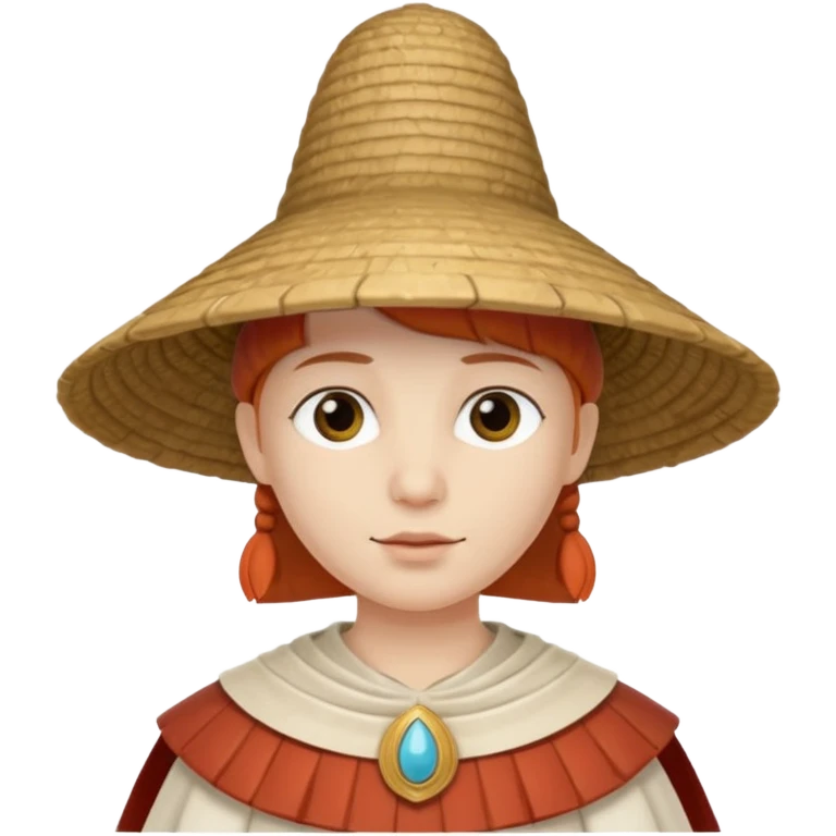 ancient roman conical hat, white, half body emoji