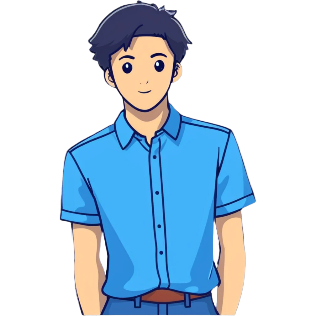cool dude in blue shirt emoji