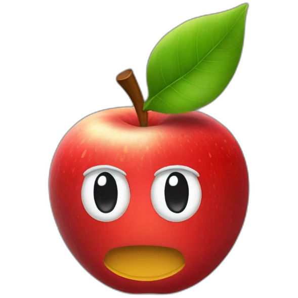 red apple wearing Mario's hat emoji