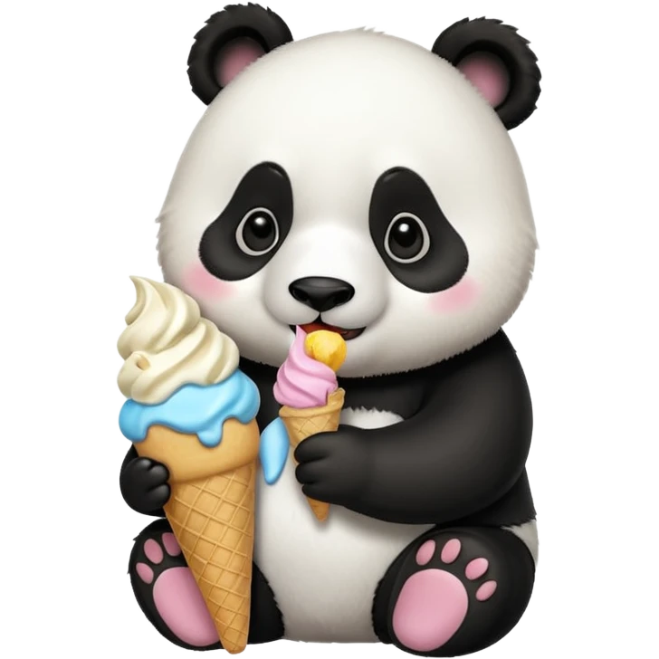  Cute Panda eating ice cream emoji