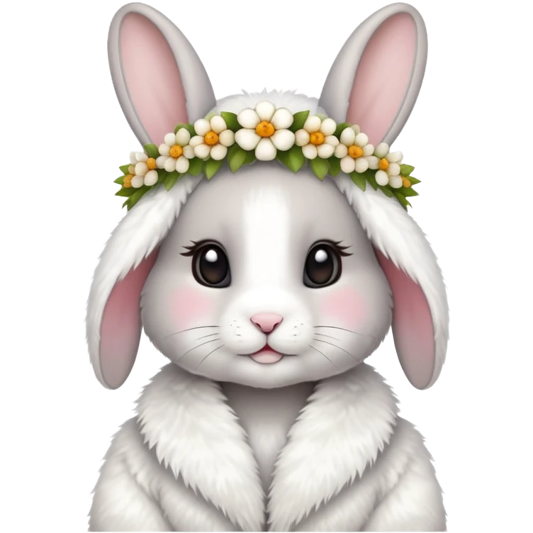 cute rabbit wearing clothes and flower crown emoji