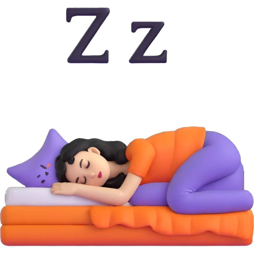 girl sleeping peacefully with Z symbols representing snoring emoji