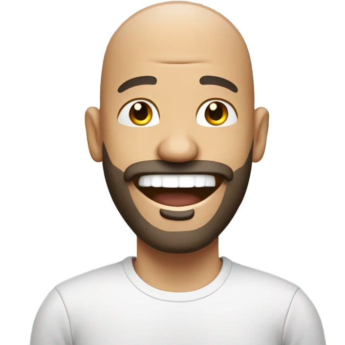 bald man with beard indoors laughing  emoji