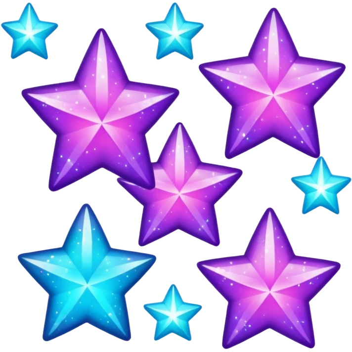 glitter purple and cian stars emoji