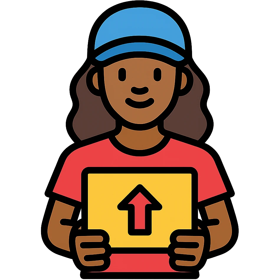 mujer de piel morena entregando un paquete icon emoji