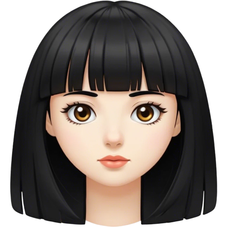 平刘海黑发女孩 emoji