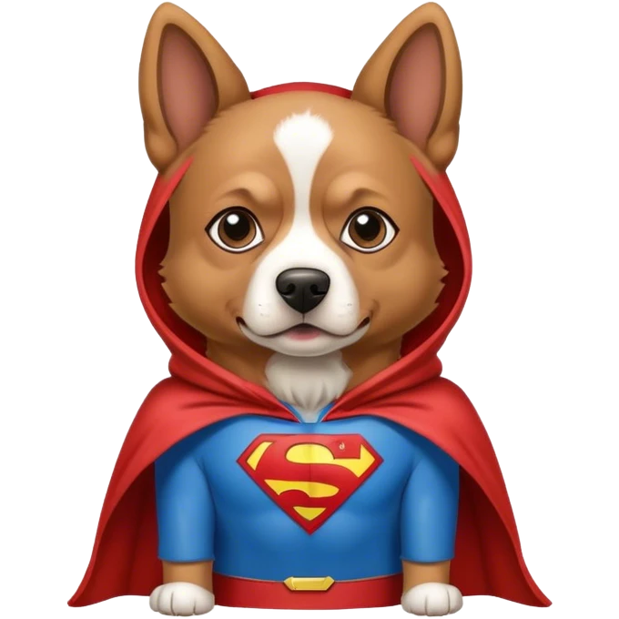Dog wearing a Superman hoodie emoji