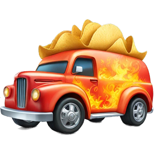 Fiery hot holographic hot wheel food taco hot salsa truck emoji