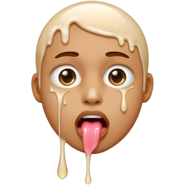 White liquid on a face dripping from tongue emoji