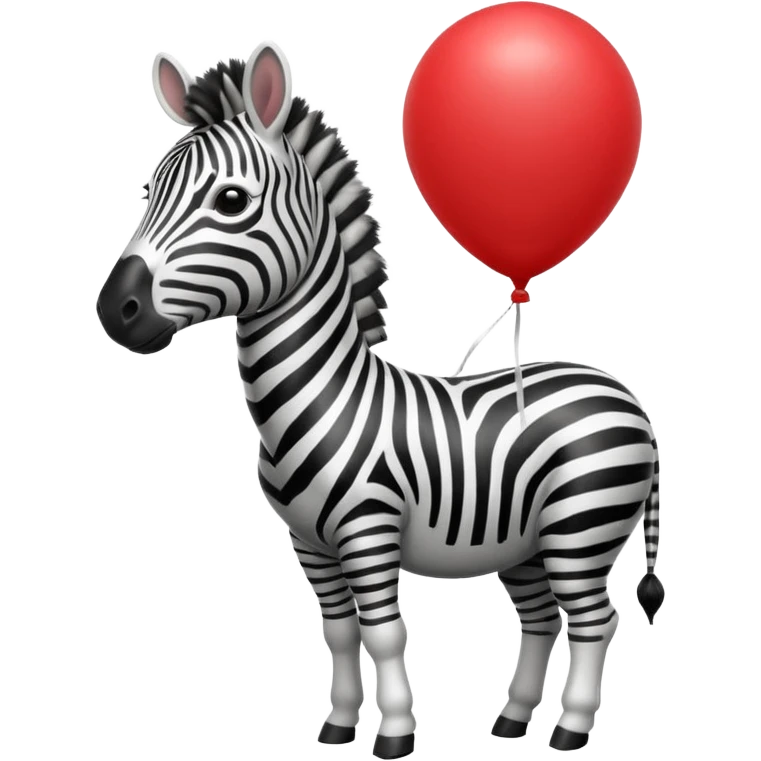 zebra holding red balloon in hand emoji