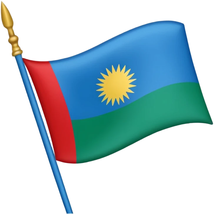 Bandera gitana con rueda roja enel medio i azul arriba dela bandera i verde abajo emoji