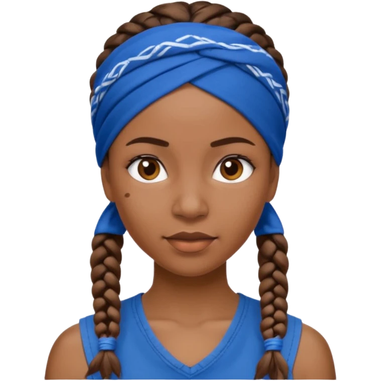 short black woman with braids and a blue bandana emoji