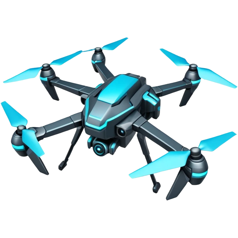 menacing combat drone with cyan accents emoji