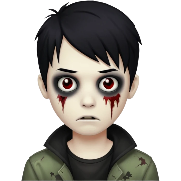 boy zombie with black hair emo emoji