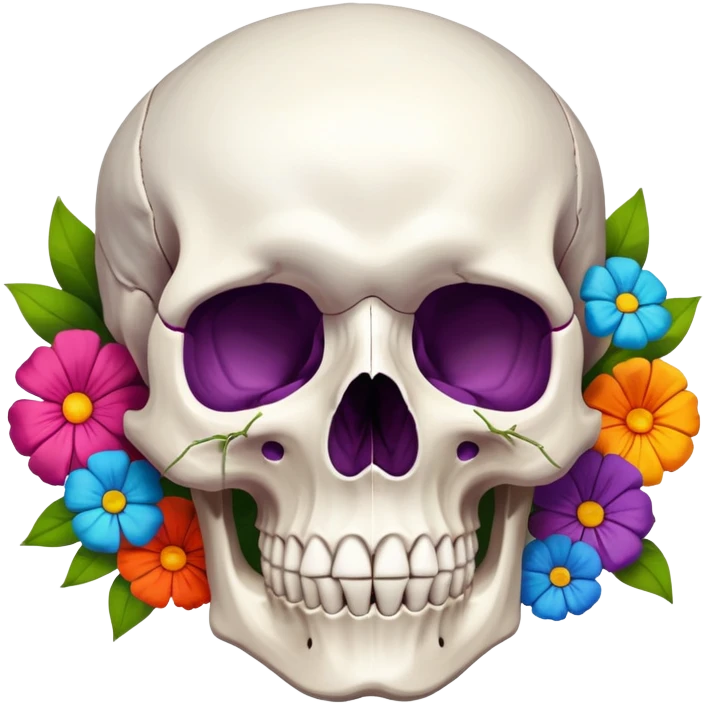 still life scull flowers tissue emoji
