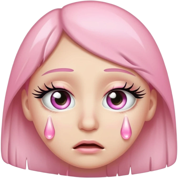 Crying face with light pink tears and eyelashes  emoji