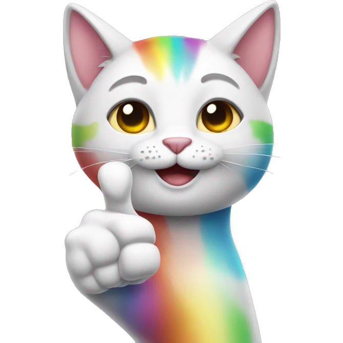 Rainbow cat giving a thumb up emoji