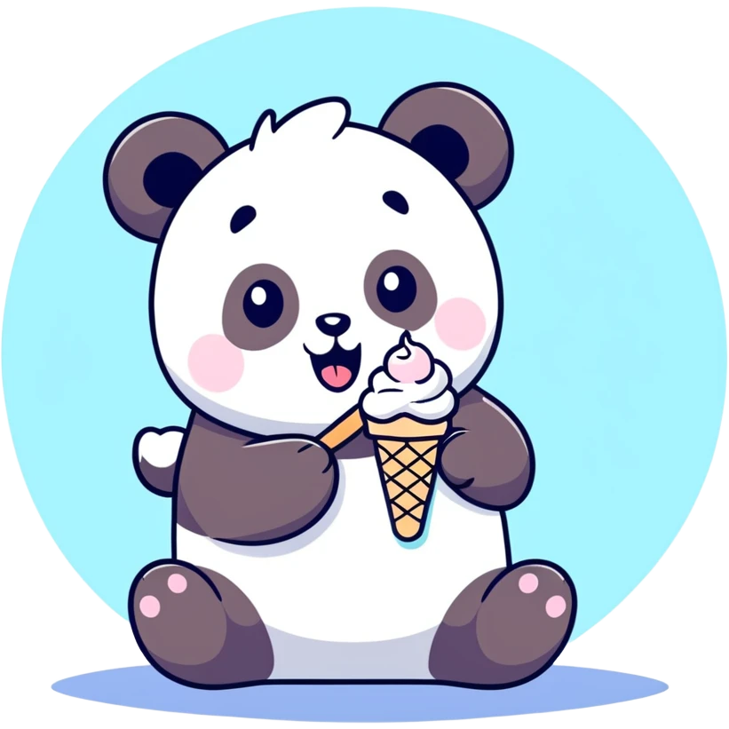 Panda eating ice cream emoji
