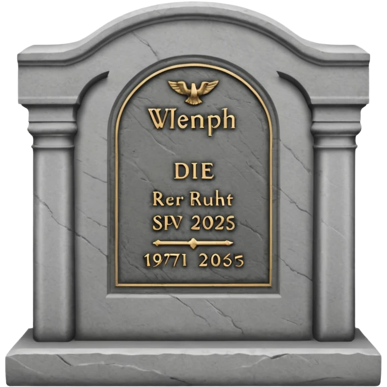 ein Grabstein mit: Hier ruht die SVP 1971 - 2025 emoji