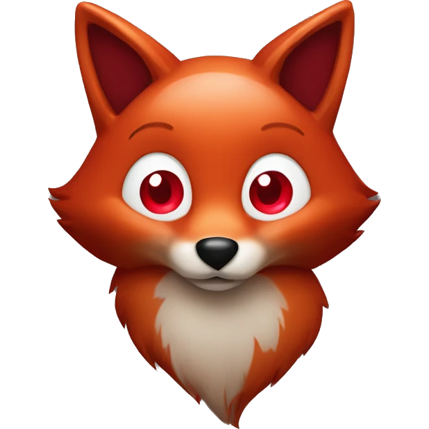dark red fox face with tiny red heart instead of eyes emoji