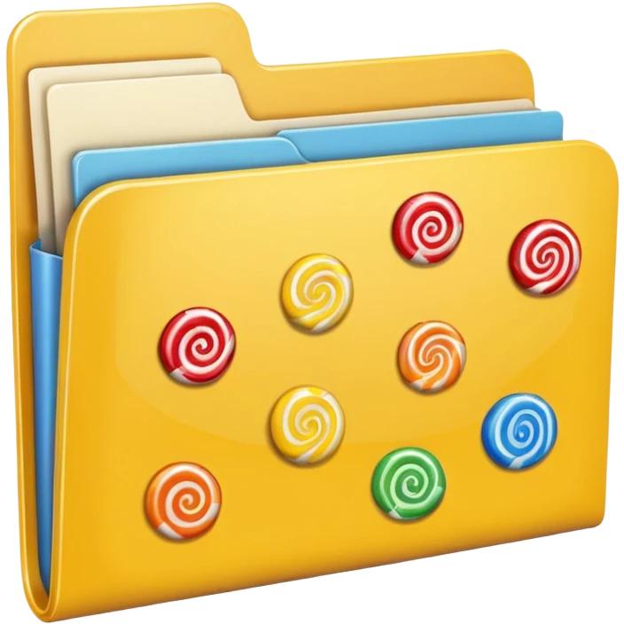 file folder with yellow candy picture on front emoji