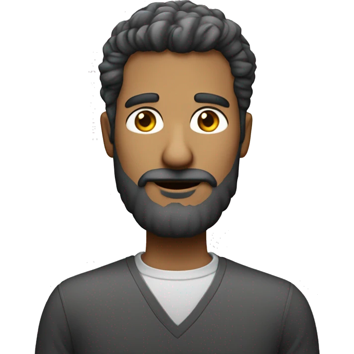 Homem branco cabelo curto com barba e óculos emoji