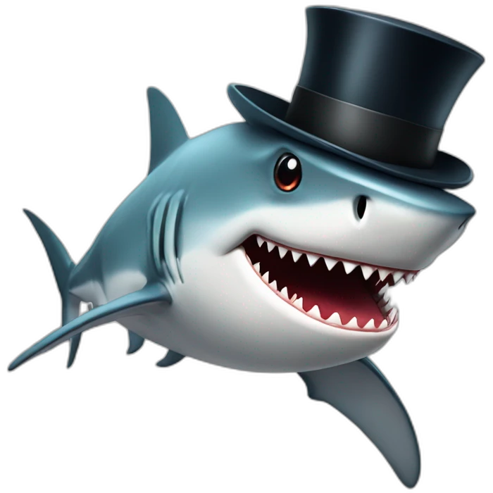 Shark with a top hat emoji