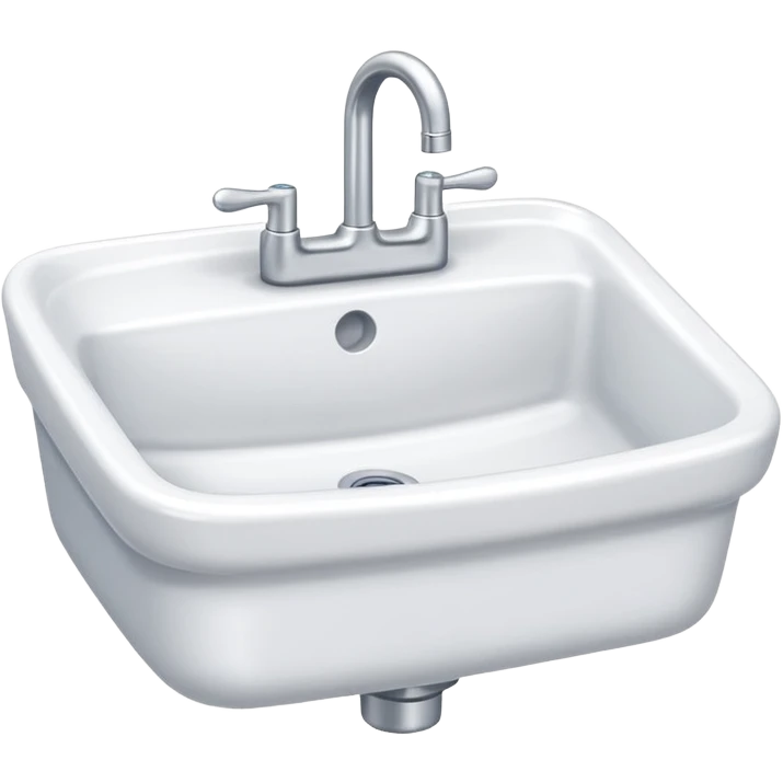 A white porcelain bathroom water sink standing upright emoji