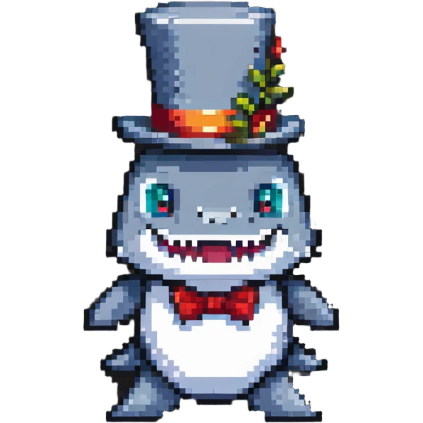 shark wearing a top hat emoji