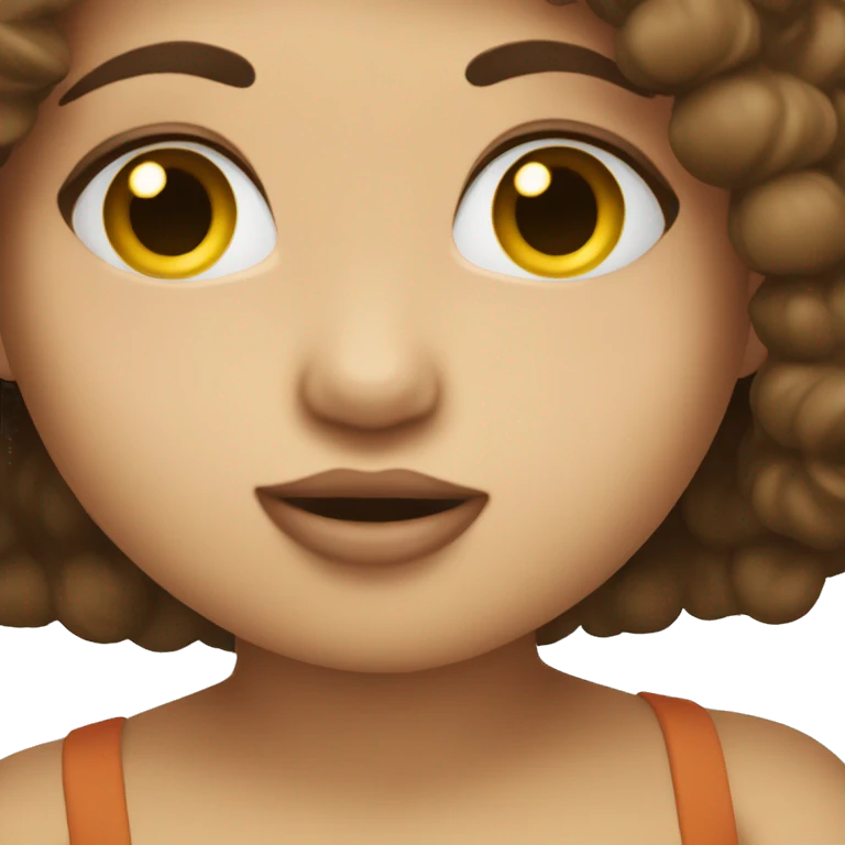 Kissing girl has brown hair emoji
