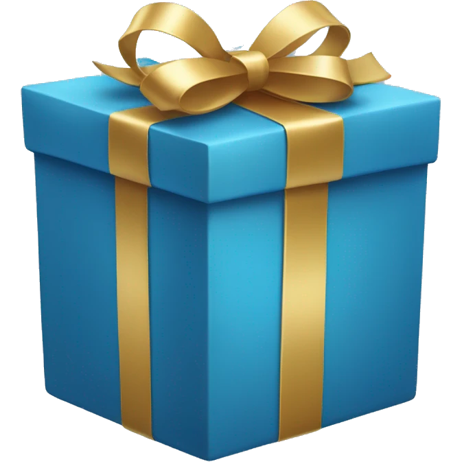 Open blue present with golden ribbon emoji
