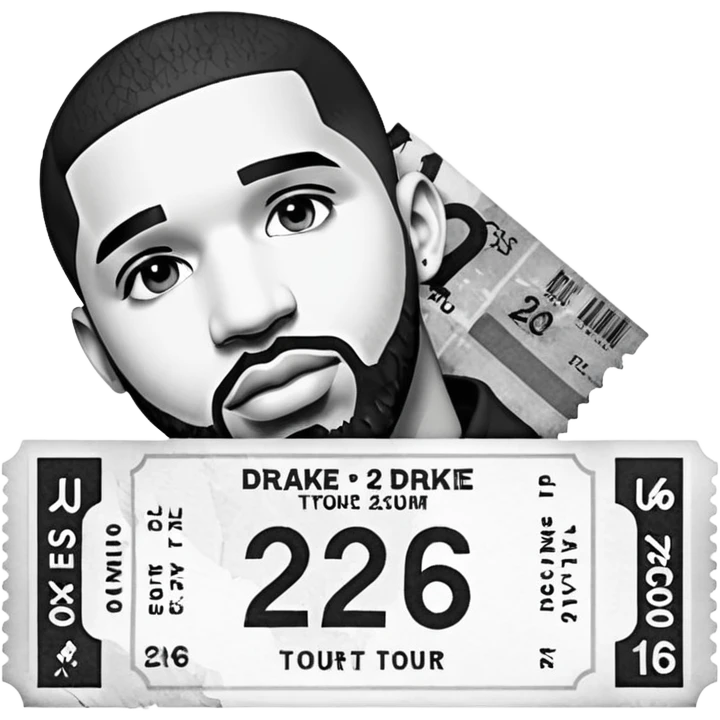 concert ticket, drake 2026 tour concert, black and white tickets emoji