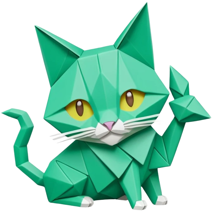origami cat in color green mint rgb(168, 251, 211) emoji