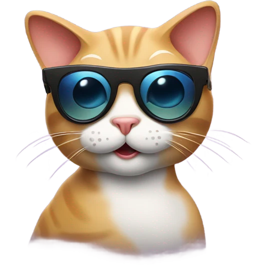 Cat with sunglasses dancing emoji