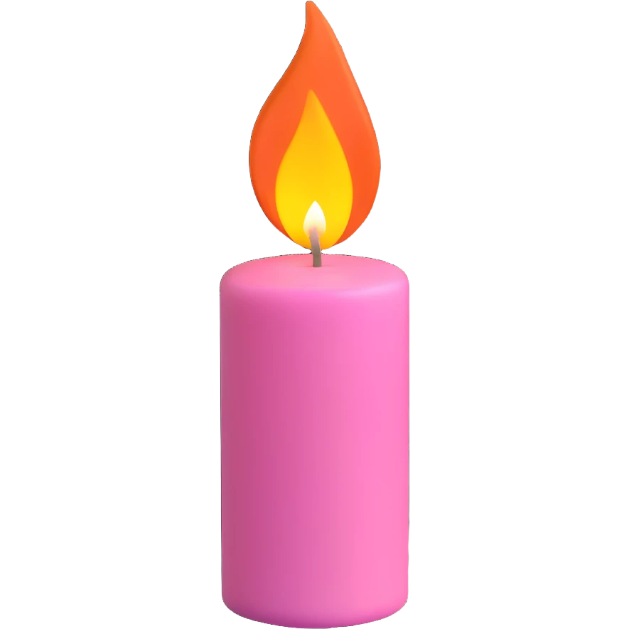 Draw a pink candle with a flame on it at an angle of 5 degrees from the horizontal. emoji
