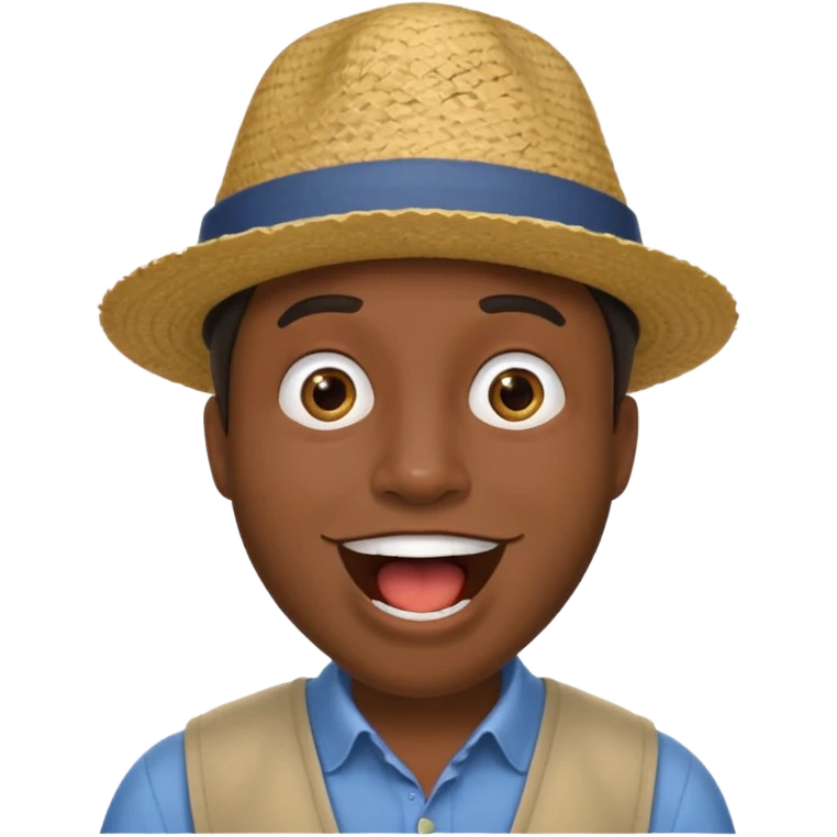 homme créole réunionnais  étonné  bouche ouverte avec chapeau emoji