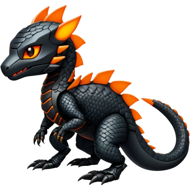 Modern Futuristic Scaly Cyber-Salandit-Litten-Hybrid (Full body) emoji