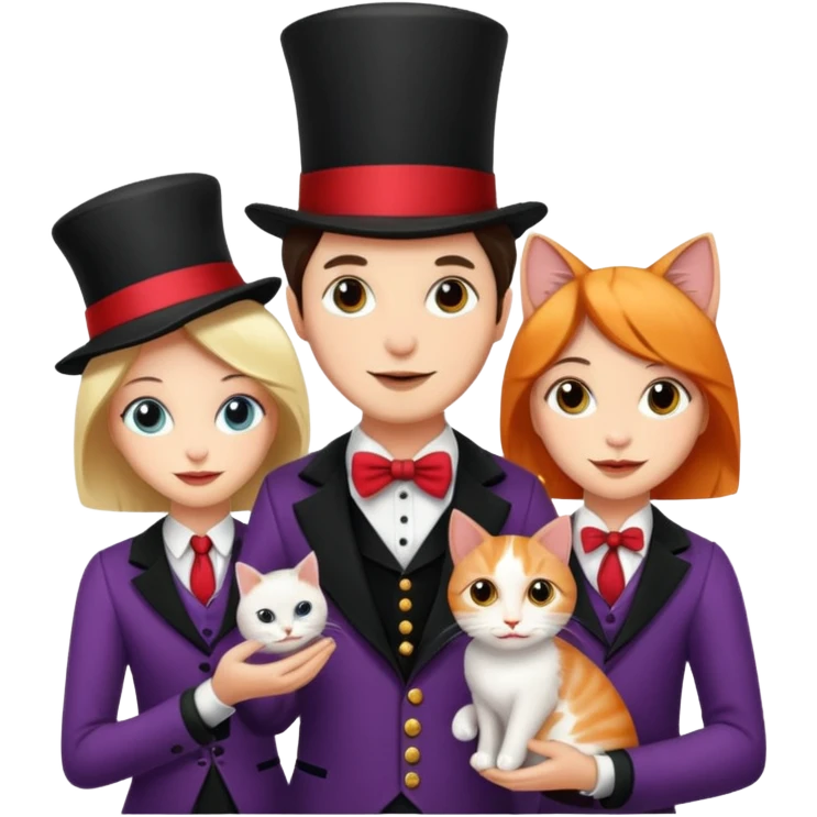 magician couple and their pet cat emoji