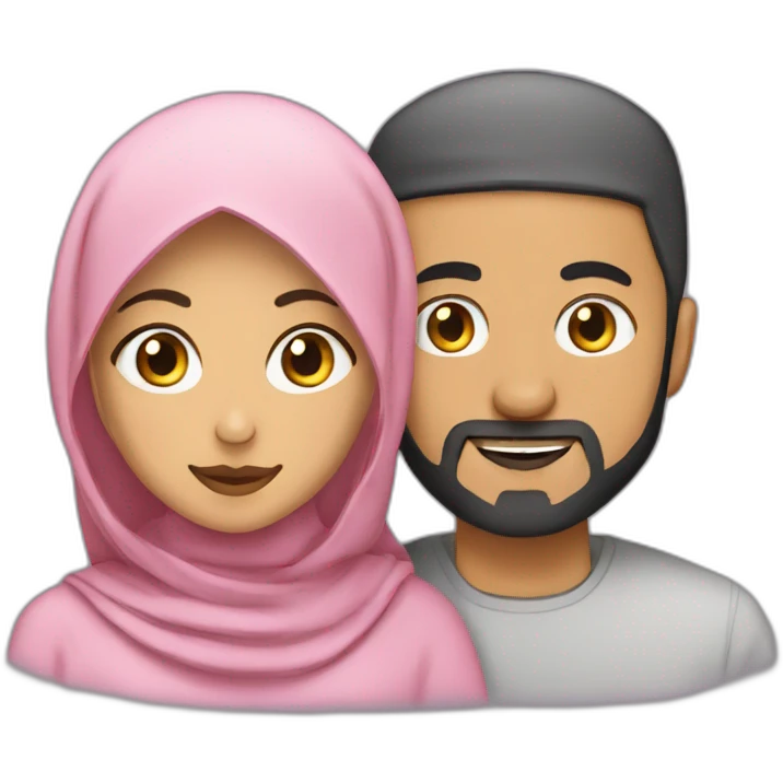 Hijabi woman with a arab man with a cat  emoji