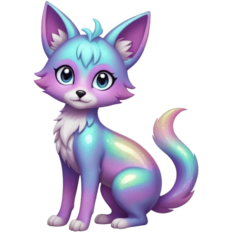 Multicolored sparkly pastel dark iridescent light pale gloomy spooky cute adorable pretty cool elegant realistic floral exotic Falvie-Fionbri-fursona, full body emoji