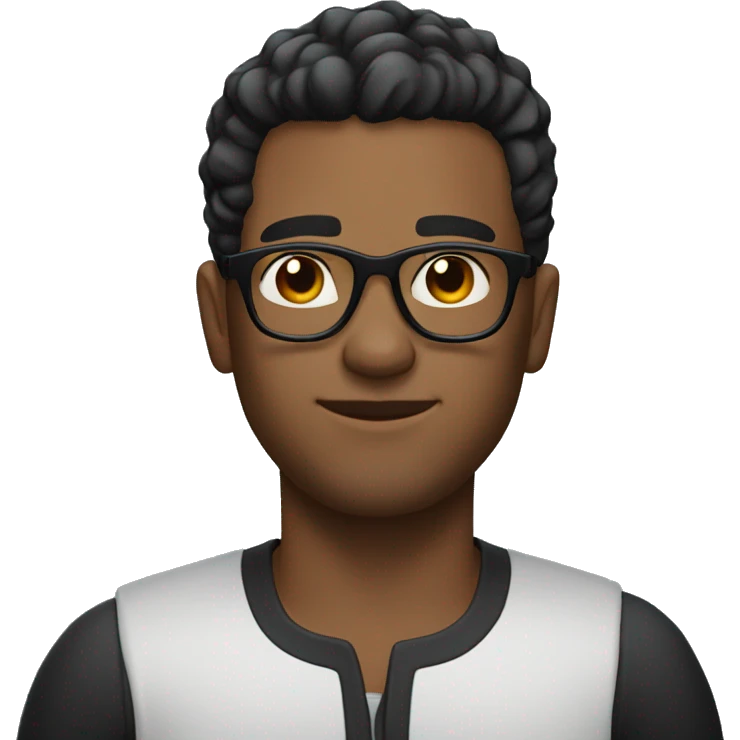 man with black taper fade hair, no FACIAL HAIR and glasses emoji