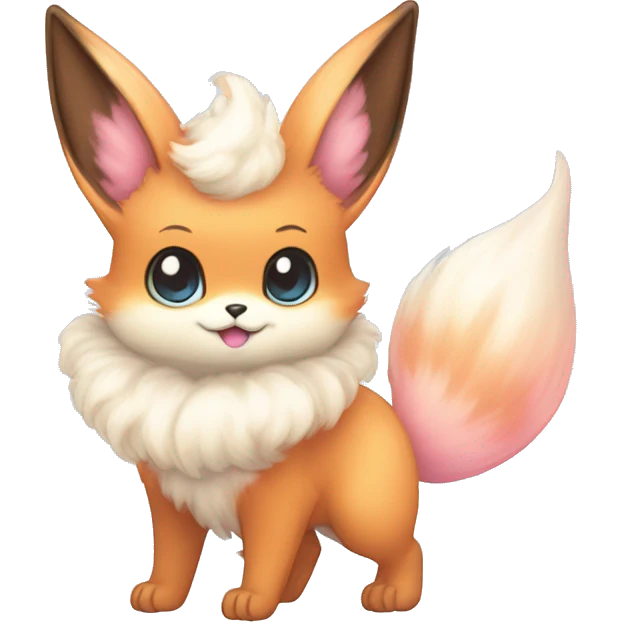 Kawaii Pastel Cotton-Candy-Colored Eeveelution-Cute-fox-Bunny-Pokémon-fusion emoji