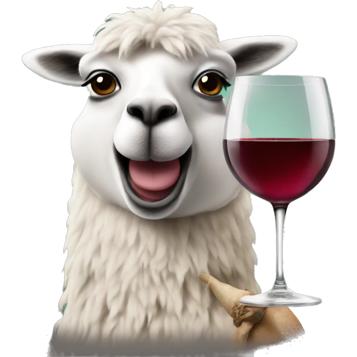 Lama with a wine emoji